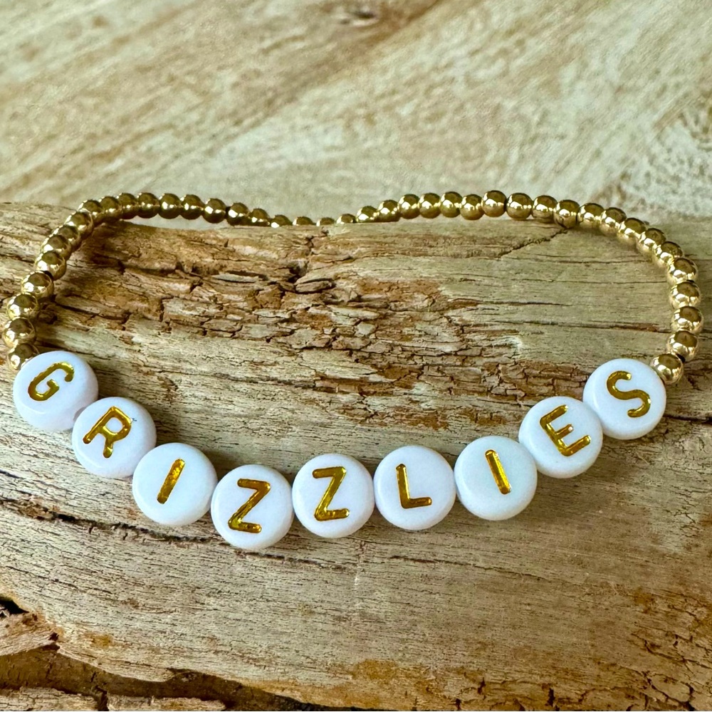 Handmade 14 karat gold filled stretch Grizzlies bracelet